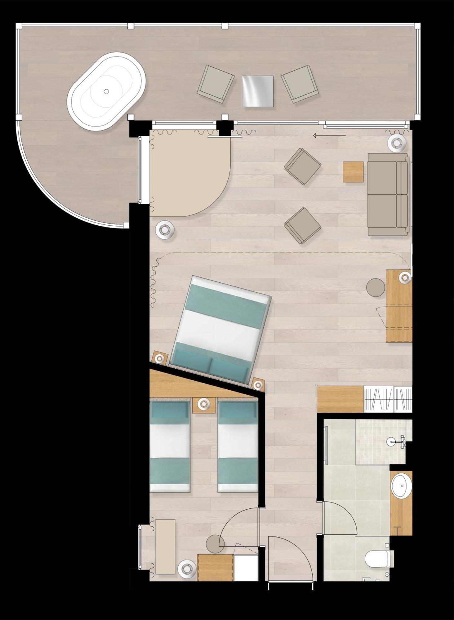 Familiensuite mit Balkon und Seeblick