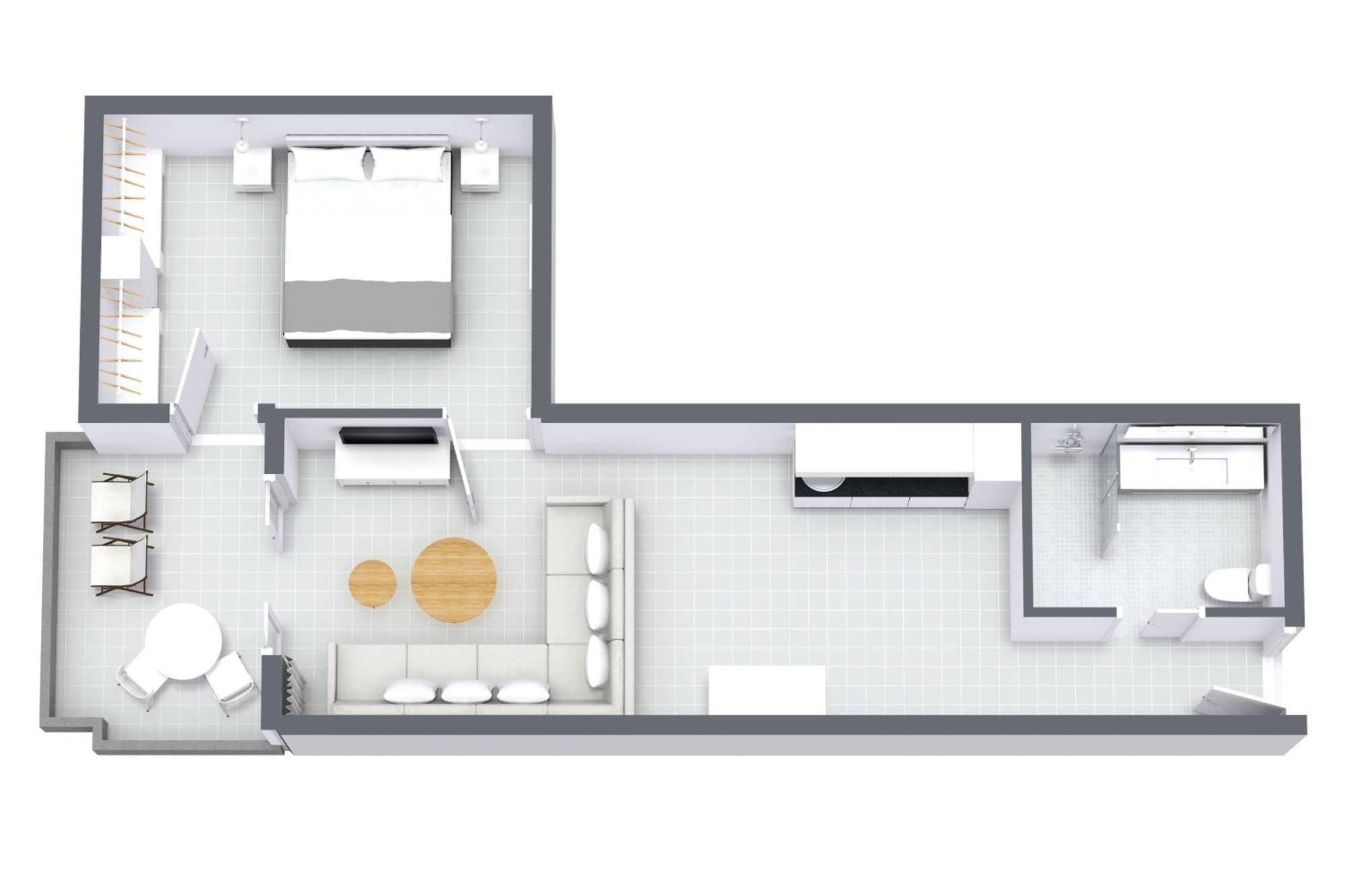 Appartement met 1 Slaapkamer, Uitzicht op Zee en een Balkon.