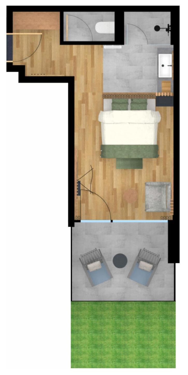 Moderne Tweepersoonskamer Deluxe met Tuin