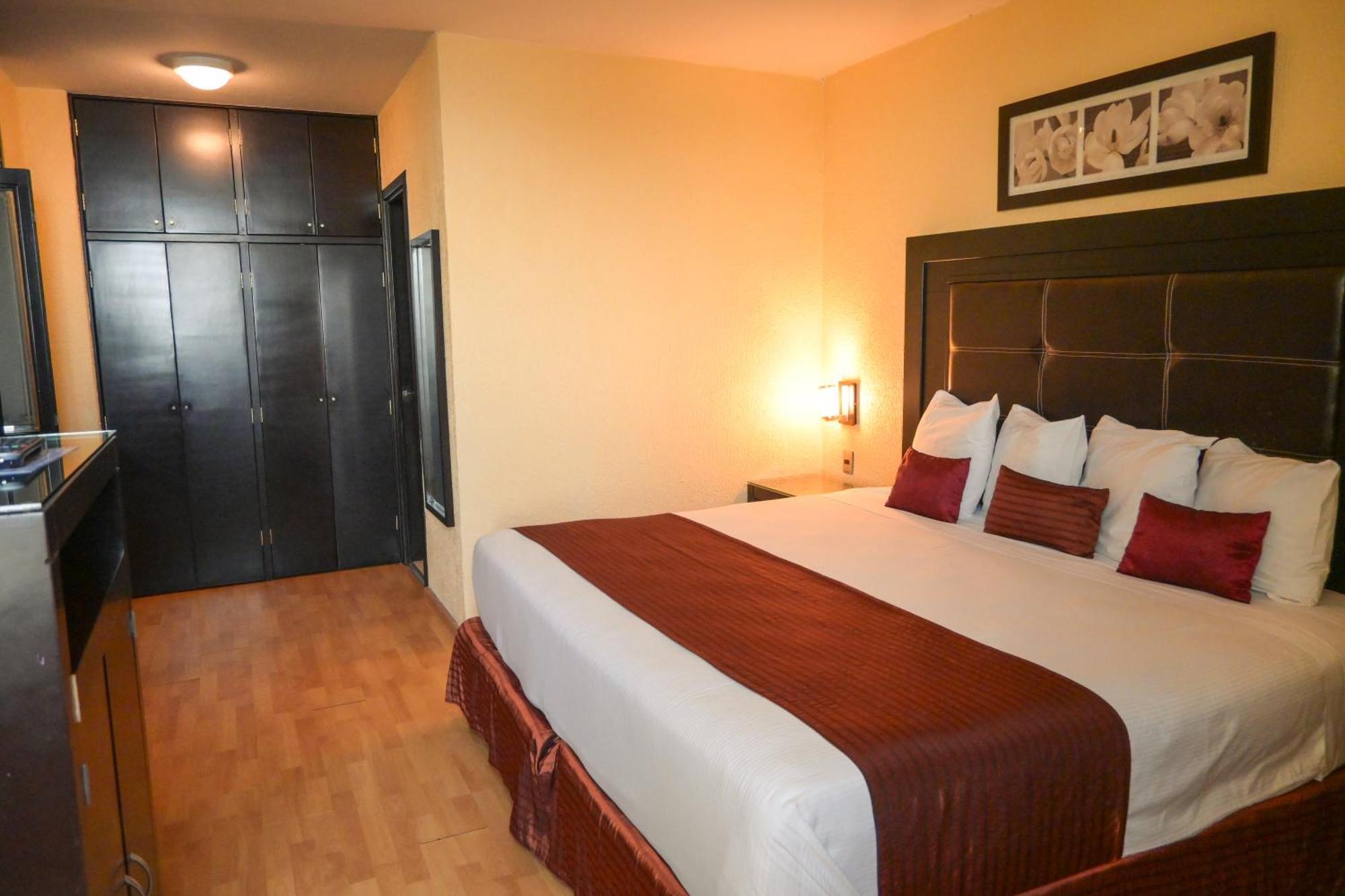 Estudio con cama extragrande y sofá cama