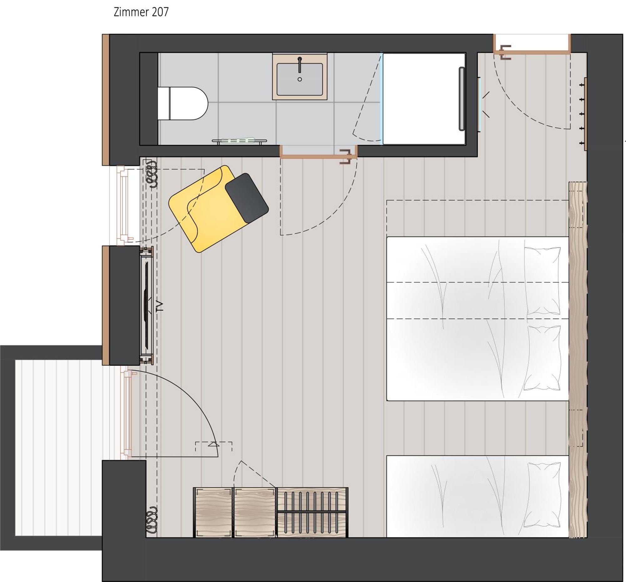Dreibettzimmer mit Balkon