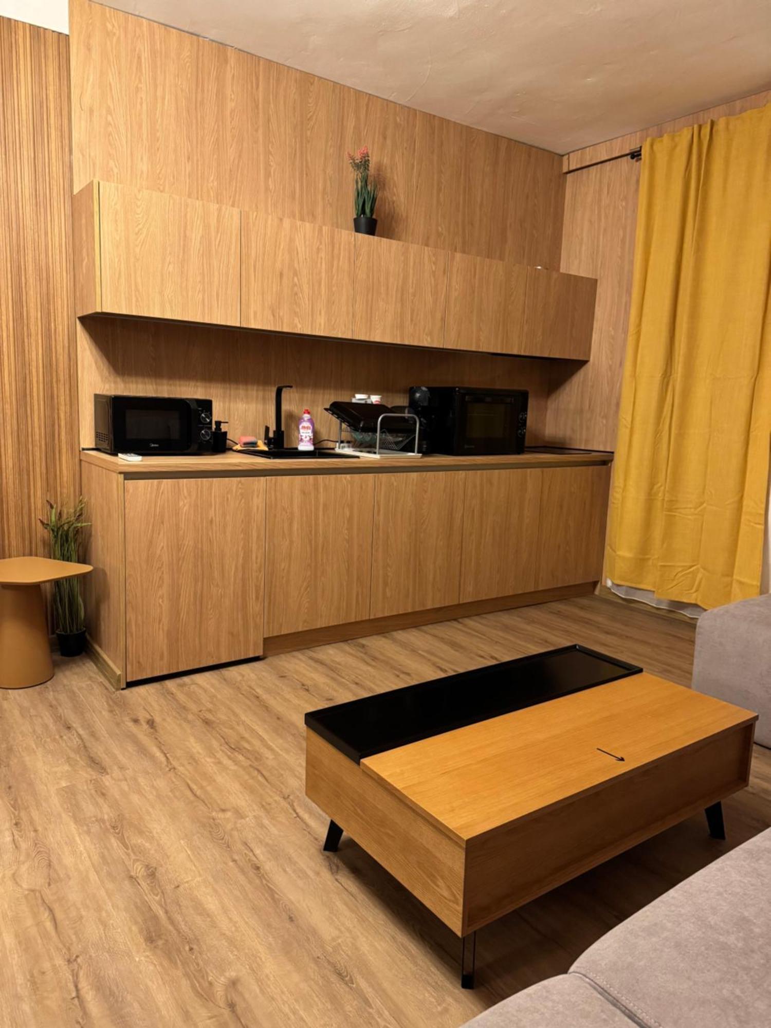 Estudio con cama extragrande y sofá cama