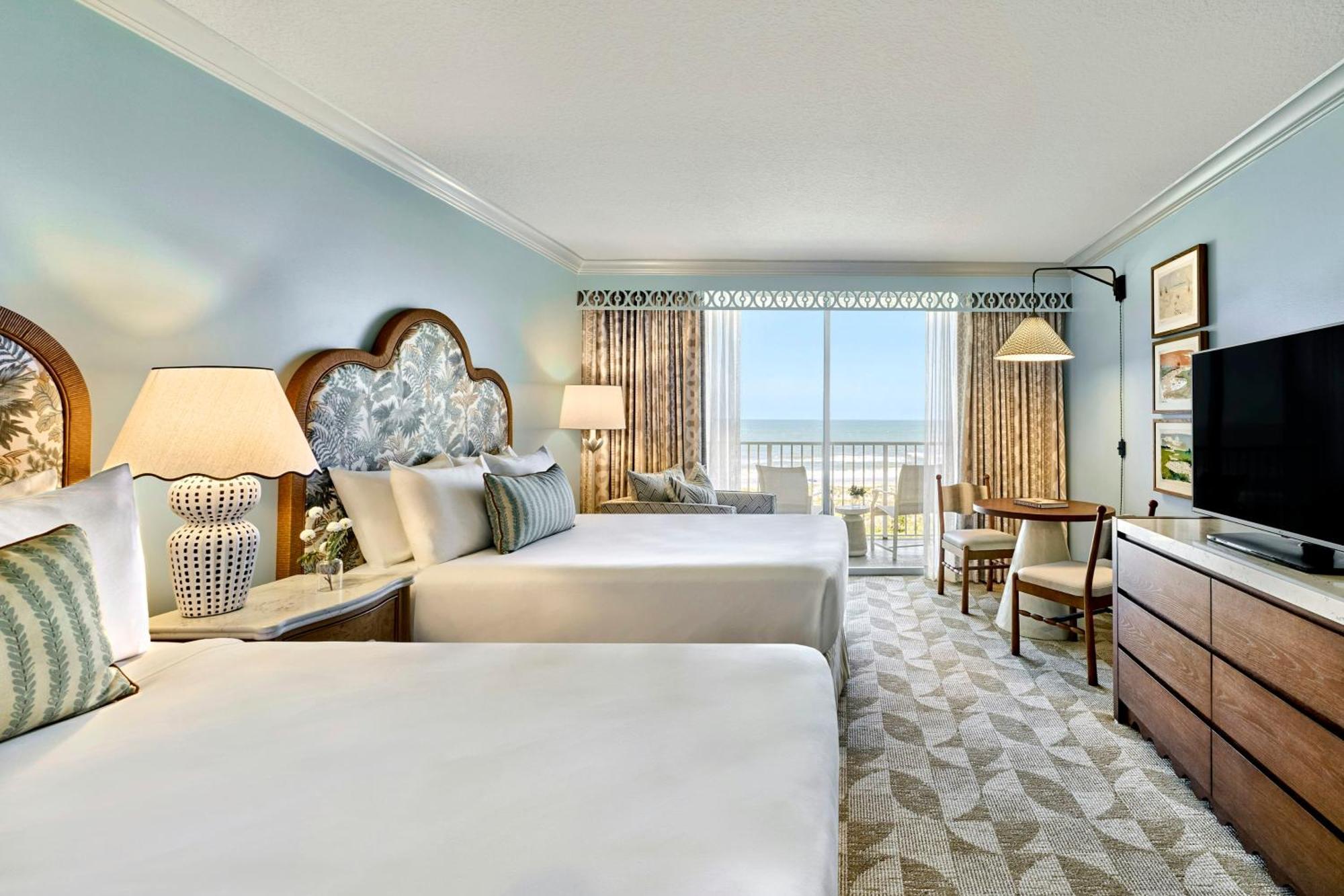 Fire Table Terrace Oceanfront Room 2 Queen Beds