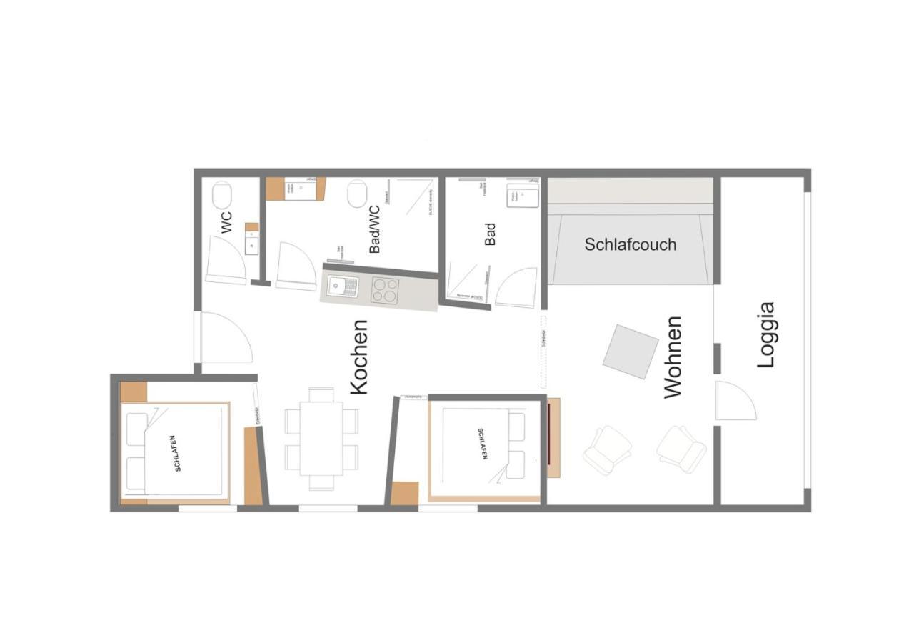 Apartment mit 2 Schlafzimmern und Balkon