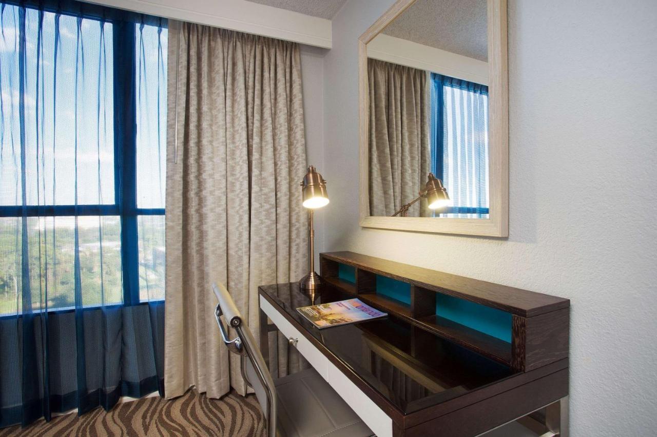Habitación con cama extragrande y sofá cama