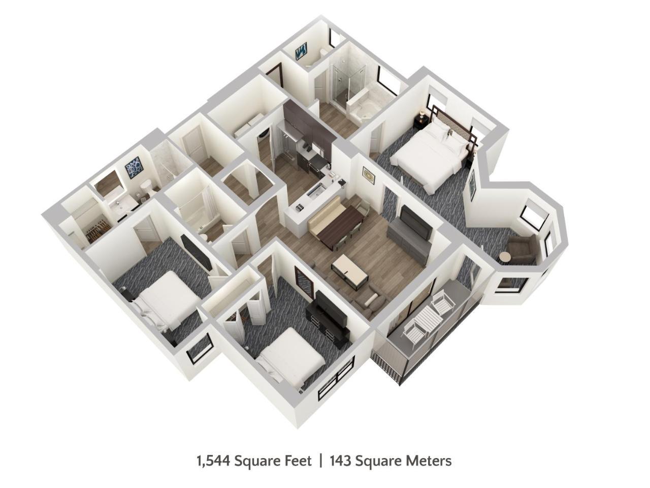 Apartamento con 3 dormitorios, 3 baños y acceso gratuito al parque acuático